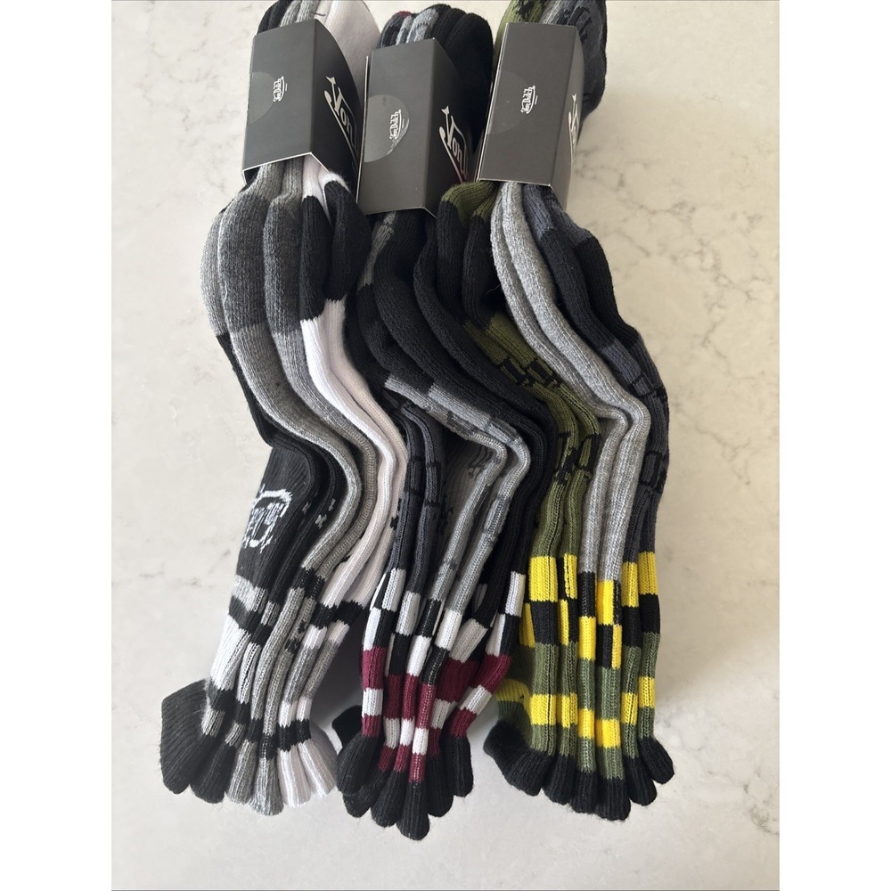 Von Dutch Originals 9 Pairs Men's Crew Socks 3 Packs Logo Black Gray Green New - Picture 2 of 4